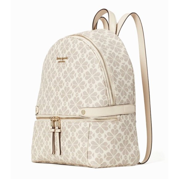 New Kate Spade Spade Flower Coated Canvas Medium Backpack Parchment Multi - Picture 5 of 5